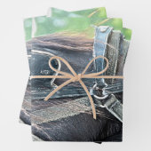 Paarden Western Rustic Brown Green Decoupage Inpakpapier Vel (In situ)