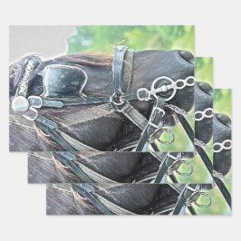 Paarden Western Rustic Brown Green Decoupage Inpakpapier Vel