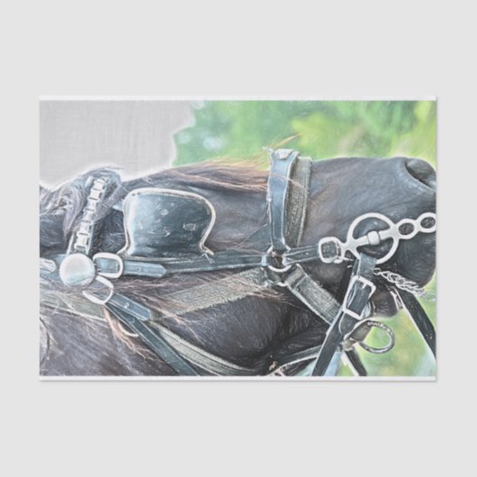 Paarden Western Rustic Brown Green Decoupage Tissuepapier (Voorkant)