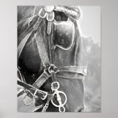 Paarden Western Rustisch zwart en witte  kunst Poster (Voorkant)