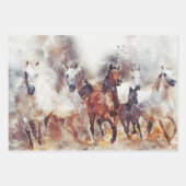 Paarden Westerne ontkoppelingspieken Waterverf Inpakpapier Vel (Voorkant 2)