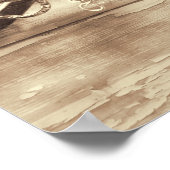 Paarden Westerne Sepia Rustic Country Wood Poster (Hoek)