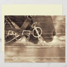 Paarden Westerne Sepia Rustic Wood Ontvlechting