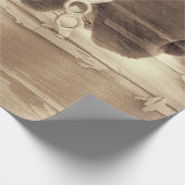 Paarden Westerne Sepia Rustic Wood Ontvlechting Cadeaupapier (Hoek)
