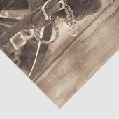 Paarden Westerne Sepia Rustic Wood Ontvlechting Tissuepapier (Detail)