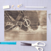 Paarden Westerne Sepia Rustic Wood Ontvlechting Tissuepapier (Craft)