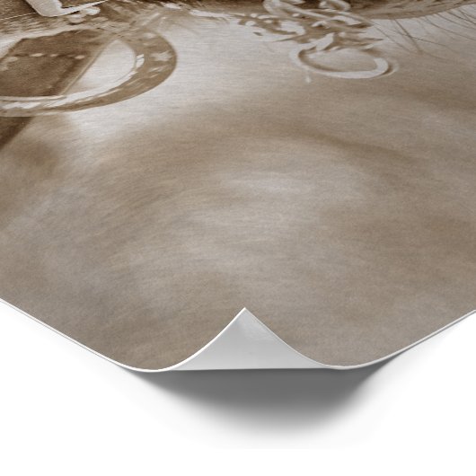 Paarden Westerne Vintage Sepia Rustic Poster (Hoek)