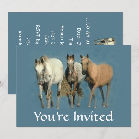 Paarden Wild en Wonderful Party Invitation Kaart (Voorkant / Achterkant)