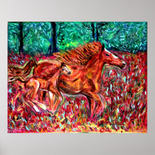 Paarden Wilde Posters Kunst door Debbie Davidsohn 