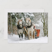 Paarden Winter Carriage Slide Postcrossing Briefkaart (Voorkant / Achterkant)