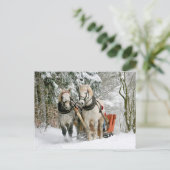 Paarden Winter Carriage Slide Postcrossing Briefkaart (Staand voorkant)