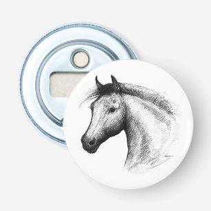 Paarden: wit button flesopener