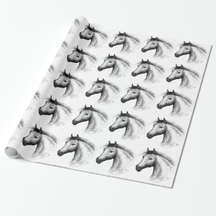 Paarden: wit cadeaupapier
