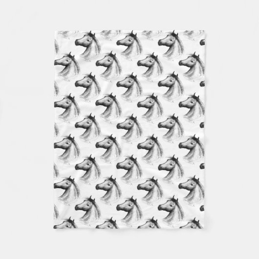 Paarden: wit fleece deken (Voorkant)