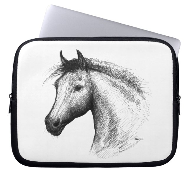 Paarden: wit laptop sleeve (Voorkant)