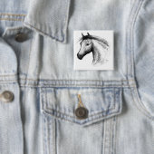 Paarden: wit vierkante button 5,1 cm (In situ)