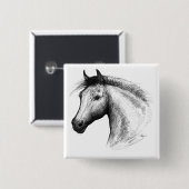 Paarden: wit vierkante button 5,1 cm (Voorkant /achterkant)