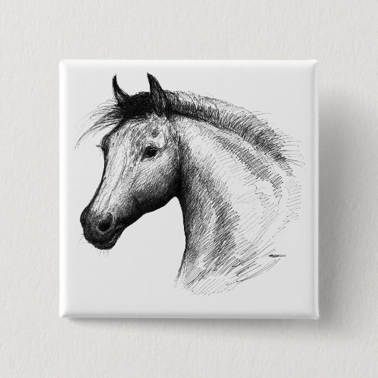 Paarden: wit vierkante button 5,1 cm (Voorkant)