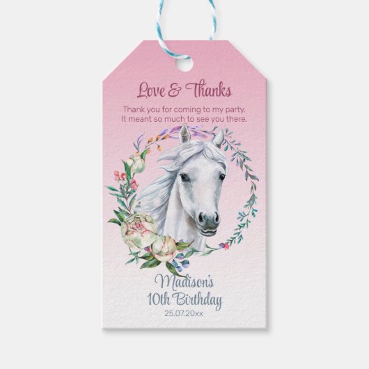 Paarden zadelen op verjaardag dank je cadeaulabel (Voorkant)