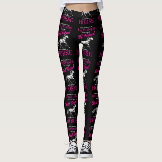 Paarden zijn de beste vriendin van een meisje. leggings (Voorkant)