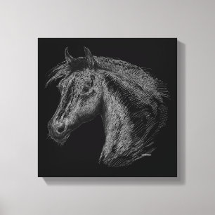 Paarden: zwart canvas afdruk