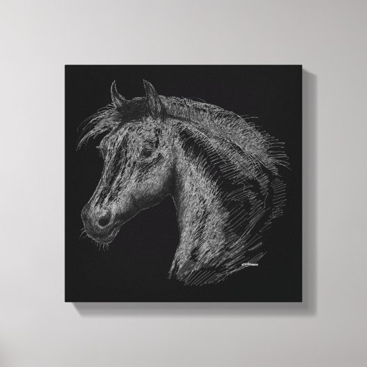 Paarden: zwart canvas afdruk (Voorkant)