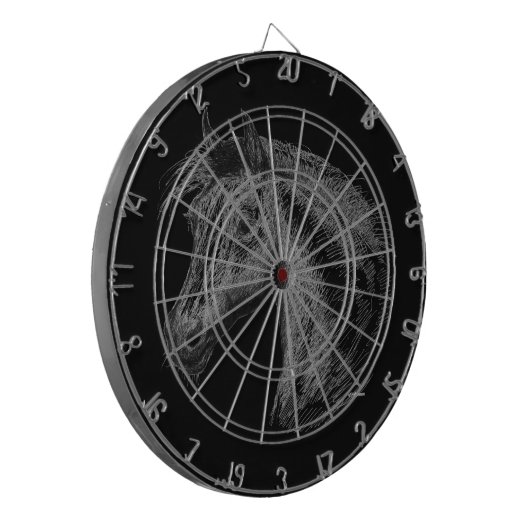 Paarden: zwart dartbord (Voorkant Links)