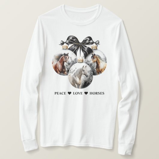 Paarden zwart en goud Christmas peace quote T-shirt (Design voorkant)