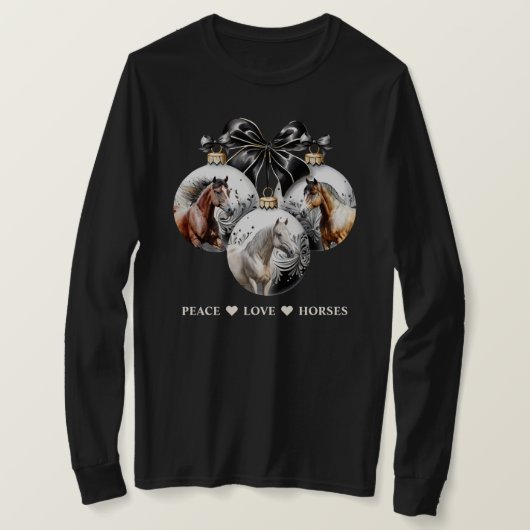 Paarden zwart en goud Christmas peace quote T-shirt (Design voorkant)
