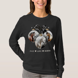 Paarden zwart en goud Christmas peace quote T-shirt