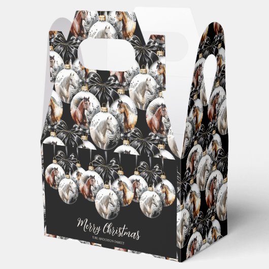 Paarden zwart en goud Kerstcitaat Bedankdoosjes (Geopend)