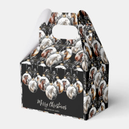 Paarden zwart en goud Kerstcitaat Bedankdoosjes