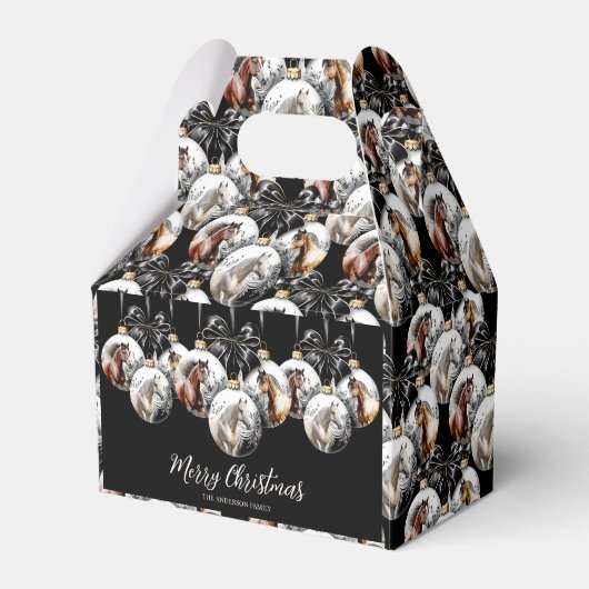 Paarden zwart en goud Kerstcitaat Bedankdoosjes (Voorkant Zijde)