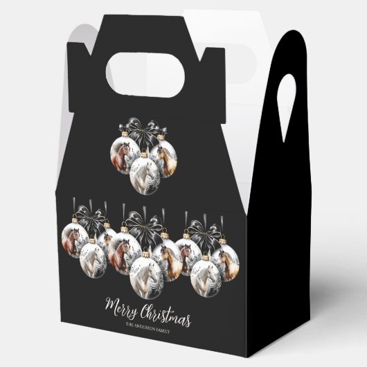 Paarden zwart en goud Kerstcitaat Bedankdoosjes (Geopend)