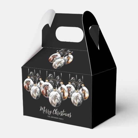 Paarden zwart en goud Kerstcitaat Bedankdoosjes (Voorkant Zijde)