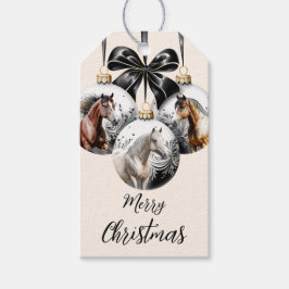 Paarden zwart en goud Kerstcitaat Cadeaulabel