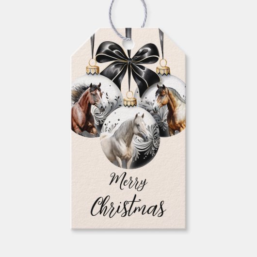 Paarden zwart en goud Kerstcitaat Cadeaulabel (Voorkant)