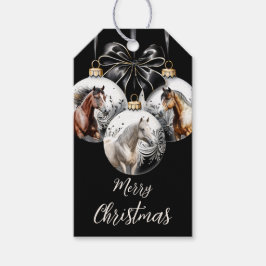 Paarden zwart en goud Kerstcitaat Cadeaulabel