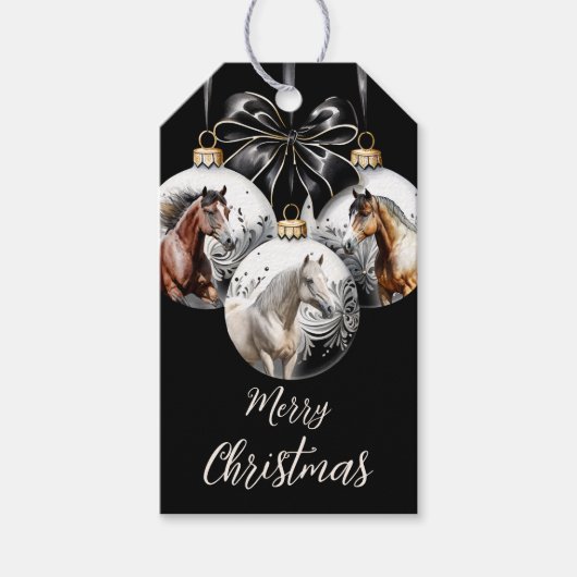 Paarden zwart en goud Kerstcitaat Cadeaulabel (Voorkant)