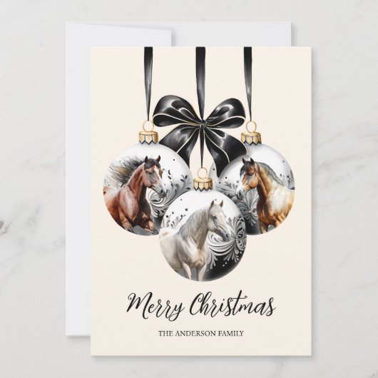 Paarden zwart en goud Kerstcitaat Feestdagenkaart (Voorkant)