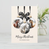 Paarden zwart en goud Kerstcitaat Feestdagenkaart (Staand voorkant)