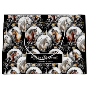 Paarden zwart en goud Kerstcitaat Groot Cadeauzakje