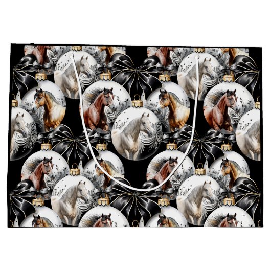 Paarden zwart en goud Kerstcitaat Groot Cadeauzakje (Achterkant)