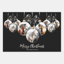 Paarden zwart en goud Kerstcitaat Inpakpapier Vel