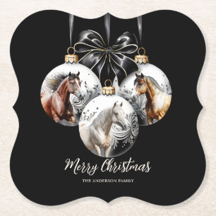 Paarden zwart en goud Kerstcitaat Kartonnen Onderzetters