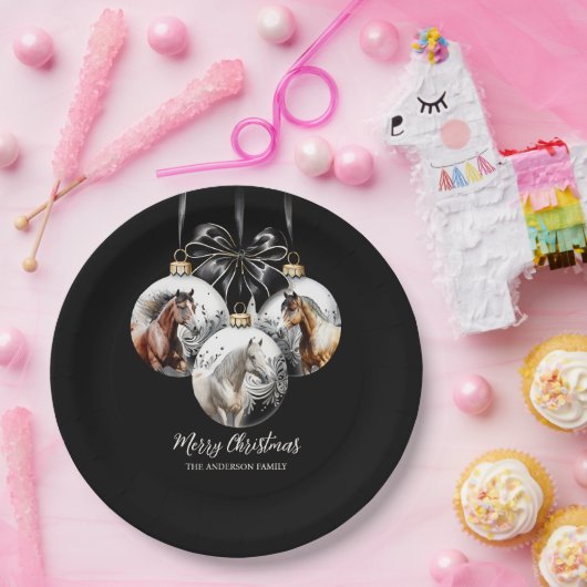 Paarden zwart en goud Kerstcitaat Papieren Bordje (Feest)
