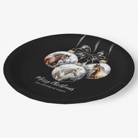 Paarden zwart en goud Kerstcitaat Papieren Bordje (Gekanteld)