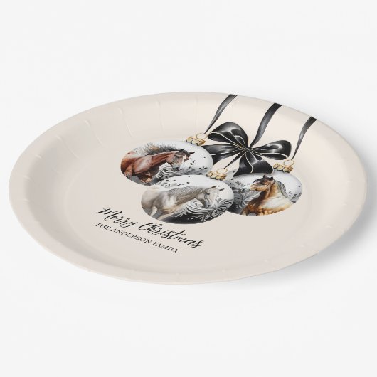 Paarden zwart en goud Kerstcitaat Papieren Bordje (Gekanteld)