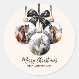 Paarden zwart en goud Kerstcitaat Ronde Sticker