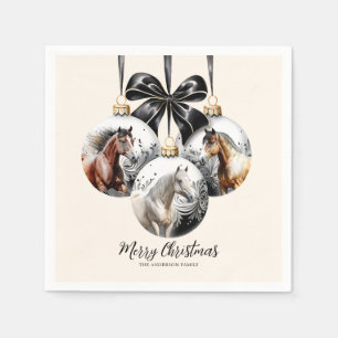 Paarden zwart en goud Kerstcitaat Servet